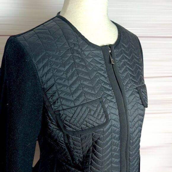 NWOT PINKO Black Short Jacket Quilted Front Full Zip size US 8 - Picture 5 of 14